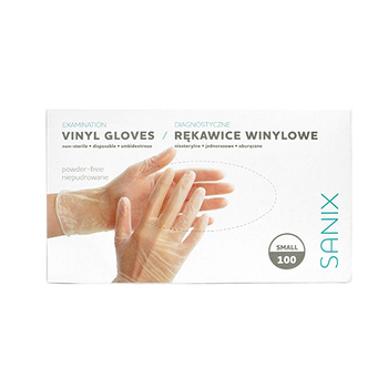 Sanix Rękawice Winylowe niepudrowane S 100szt.