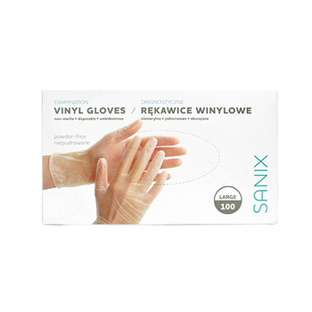 Sanix Rękawice Winylowe niepudrowane L 100szt.